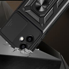 Samsung Galaxy A06 Kılıf Magnetik Standlı Kamera Korumalı Sürgülü Vega Kapak