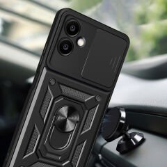 Samsung Galaxy A06 Kılıf Magnetik Standlı Kamera Korumalı Sürgülü Vega Kapak