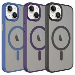 iPhone 14 Kılıf Mat Arka Yüzey Wireless Şarj Özellikli Flet Magsafe Kapak