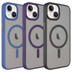 iPhone 14 Kılıf Mat Arka Yüzey Wireless Şarj Özellikli Flet Magsafe Kapak