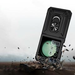 Samsung Galaxy Z Flip 6 Kılıf Vega Tank Sert Yüzüklü Standlı Zırh Koruma Kapak