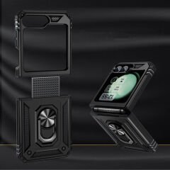 Samsung Galaxy Z Flip 6 Kılıf Vega Tank Sert Yüzüklü Standlı Zırh Koruma Kapak