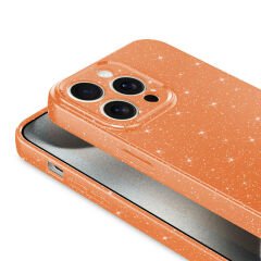 iPhone 15 Pro Kılıf Kamera Korumalı Simli Lüks Koton Kapak