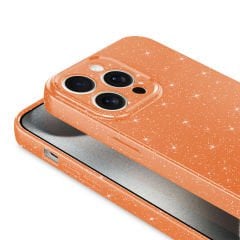 iPhone 15 Pro Kılıf Kamera Korumalı Simli Lüks Koton Kapak