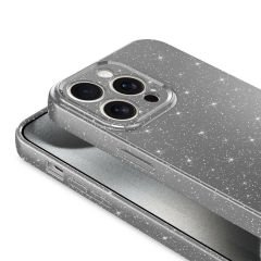 iPhone 15 Pro Kılıf Kamera Korumalı Simli Lüks Koton Kapak