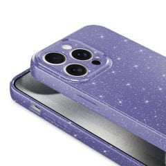 iPhone 15 Pro Kılıf Kamera Korumalı Simli Lüks Koton Kapak