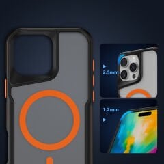 iPhone 16 Pro Max Kılıf Magsafe Şarj Özellikli Renkli Kenar Airbag Şeritli Lamer Kapak