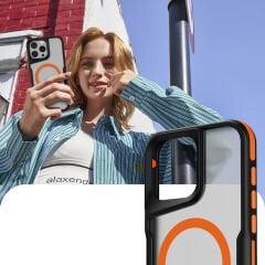 iPhone 16 Pro Max Kılıf Magsafe Şarj Özellikli Renkli Kenar Airbag Şeritli Lamer Kapak