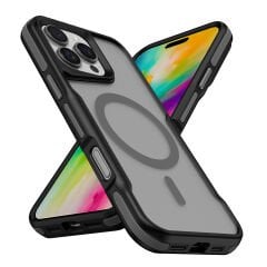 iPhone 16 Pro Max Kılıf Magsafe Şarj Özellikli Renkli Kenar Airbag Şeritli Lamer Kapak