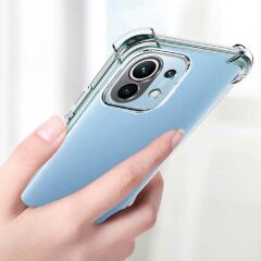 Xiaomi Mi 11 Lite Kılıf Nitro Anti Shock Darbe Emici Köşe Korumalı Şeffaf Silikon Kapak