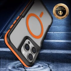 iPhone 16 Pro Kılıf Magsafe Şarj Özellikli Renkli Kenar Airbag Şeritli Lamer Kapak