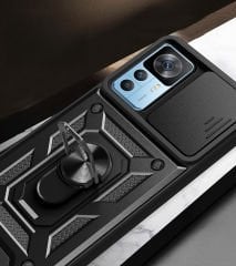 Xiaomi Mi 12T Pro Kılıf Magnetik Standlı Kamera Korumalı Sürgülü Vega Kapak