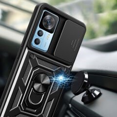 Xiaomi Mi 12T Pro Kılıf Magnetik Standlı Kamera Korumalı Sürgülü Vega Kapak
