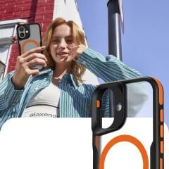 iPhone 16 Plus Kılıf Magsafe Şarj Özellikli Renkli Kenar Airbag Şeritli Lamer Kapak