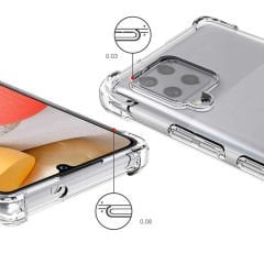 Samsung Galaxy A12 Kılıf Nitro Anti Shock Darbe Emici Köşe Korumalı Şeffaf Silikon Kapak