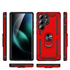 Samsung Galaxy S25 Ultra Kılıf Vega Tank Sert Yüzüklü Standlı Zırh Koruma Kapak