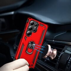 Samsung Galaxy S25 Ultra Kılıf Vega Tank Sert Yüzüklü Standlı Zırh Koruma Kapak