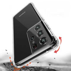 Samsung Galaxy S21 Ultra Kılıf Nitro Anti Shock Darbe Emici Köşe Korumalı Şeffaf Silikon Kapak