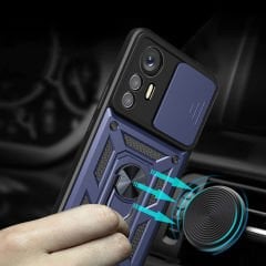 Xiaomi Mi 12 Lite Kılıf Magnetik Standlı Kamera Korumalı Sürgülü Vega Kapak