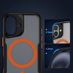 iPhone 16 Kılıf Magsafe Şarj Özellikli Renkli Kenar Airbag Şeritli Lamer Kapak