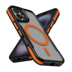 iPhone 16 Kılıf Magsafe Şarj Özellikli Renkli Kenar Airbag Şeritli Lamer Kapak