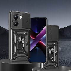 Xiaomi Poco X7 Pro Kılıf Magnetik Standlı Kamera Korumalı Sürgülü Vega Kapak