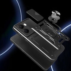 Xiaomi Poco X7 Pro Kılıf Magnetik Standlı Kamera Korumalı Sürgülü Vega Kapak