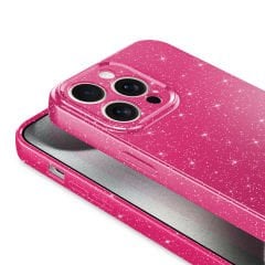 iPhone 15 Pro Max Kılıf Kamera Korumalı Simli Lüks Koton Kapak