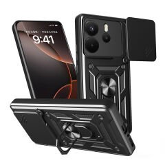 Xiaomi Redmi Note 14 Kılıf Magnetik Standlı Kamera Korumalı Sürgülü Vega Kapak
