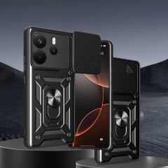 Xiaomi Redmi Note 14 Kılıf Magnetik Standlı Kamera Korumalı Sürgülü Vega Kapak