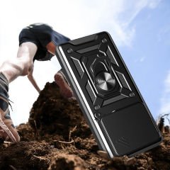 Xiaomi Redmi Note 14 Kılıf Magnetik Standlı Kamera Korumalı Sürgülü Vega Kapak