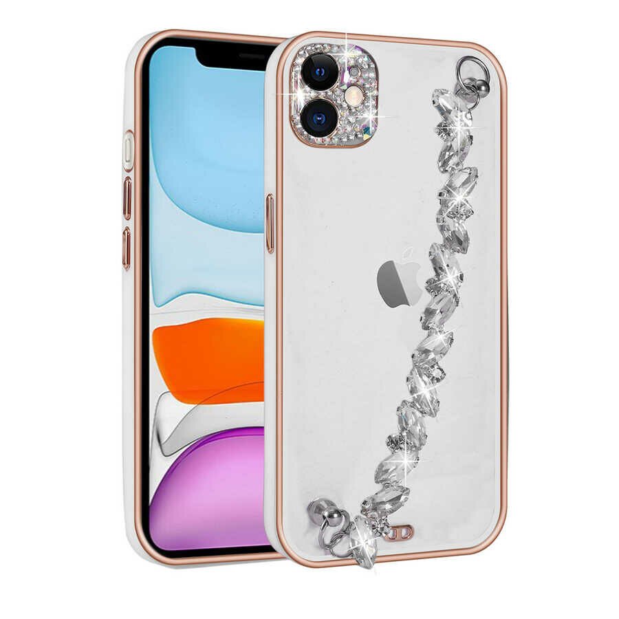 iPhone 11 Kılıf Taş Süslemeli Kamera Korumalı El Tutamaçlı Blazer Kapak