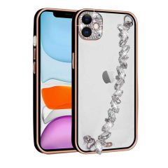 iPhone 11 Kılıf Taş Süslemeli Kamera Korumalı El Tutamaçlı Blazer Kapak