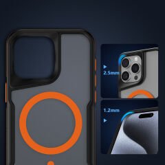 iPhone 15 Pro Max Kılıf Magsafe Şarj Özellikli Renkli Kenar Airbag Şeritli Lamer Kapak