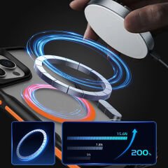 iPhone 15 Pro Max Kılıf Magsafe Şarj Özellikli Renkli Kenar Airbag Şeritli Lamer Kapak