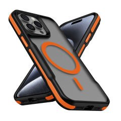 iPhone 15 Pro Max Kılıf Magsafe Şarj Özellikli Renkli Kenar Airbag Şeritli Lamer Kapak