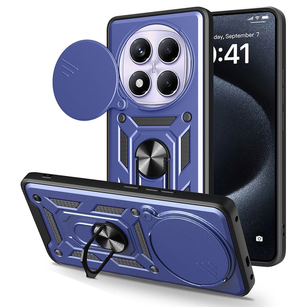 Xiaomi Redmi Note 14 Pro 4G Kılıf Magnetik Standlı Kamera Korumalı Sürgülü Vega Kapak