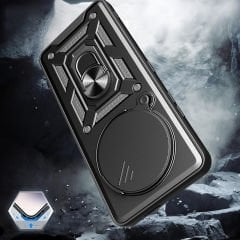 Xiaomi Redmi Note 14 Pro 4G Kılıf Magnetik Standlı Kamera Korumalı Sürgülü Vega Kapak