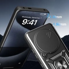 Xiaomi Redmi Note 14 Pro 4G Kılıf Magnetik Standlı Kamera Korumalı Sürgülü Vega Kapak