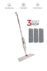 Profesyonel 360 Derece Dönen Su Hazneli Püskürtmeli Sprey Extra 3 Mop Paspas