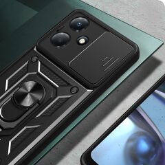 İnfinix Hot 30 Play Kılıf Magnetik Standlı Kamera Korumalı Sürgülü Vega Kapak