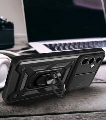 İnfinix Hot 30 Play Kılıf Magnetik Standlı Kamera Korumalı Sürgülü Vega Kapak