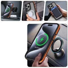 iPhone 15 Pro Kılıf Magsafe Şarj Özellikli Renkli Kenar Airbag Şeritli Lamer Kapak