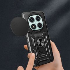 Xiaomi Redmi Note 14 Pro 5G Kılıf Magnetik Standlı Kamera Korumalı Sürgülü Vega Kapak