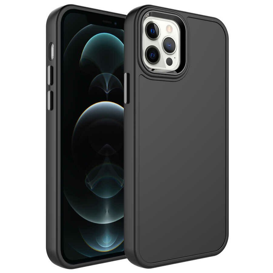 iPhone 14 Pro Max Kılıf Metal Çerçeve Tasarımlı Sert Botox Kapak