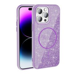 iPhone 14 Pro Max Kılıf Magsafe Şarj Özellikli Parlayan Simli Okso Kapak