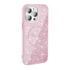 iPhone 14 Pro Max Kılıf Magsafe Şarj Özellikli Parlayan Simli Okso Kapak