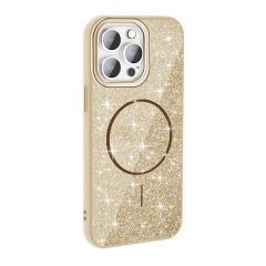 iPhone 14 Pro Max Kılıf Magsafe Şarj Özellikli Parlayan Simli Okso Kapak