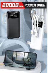 Digital Göstergeli 4 Çıkışlı Fenerli Standli 20.000 Mah Powerbank