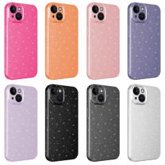iPhone 14 Kılıf Kamera Korumalı Simli Lüks Koton Kapak